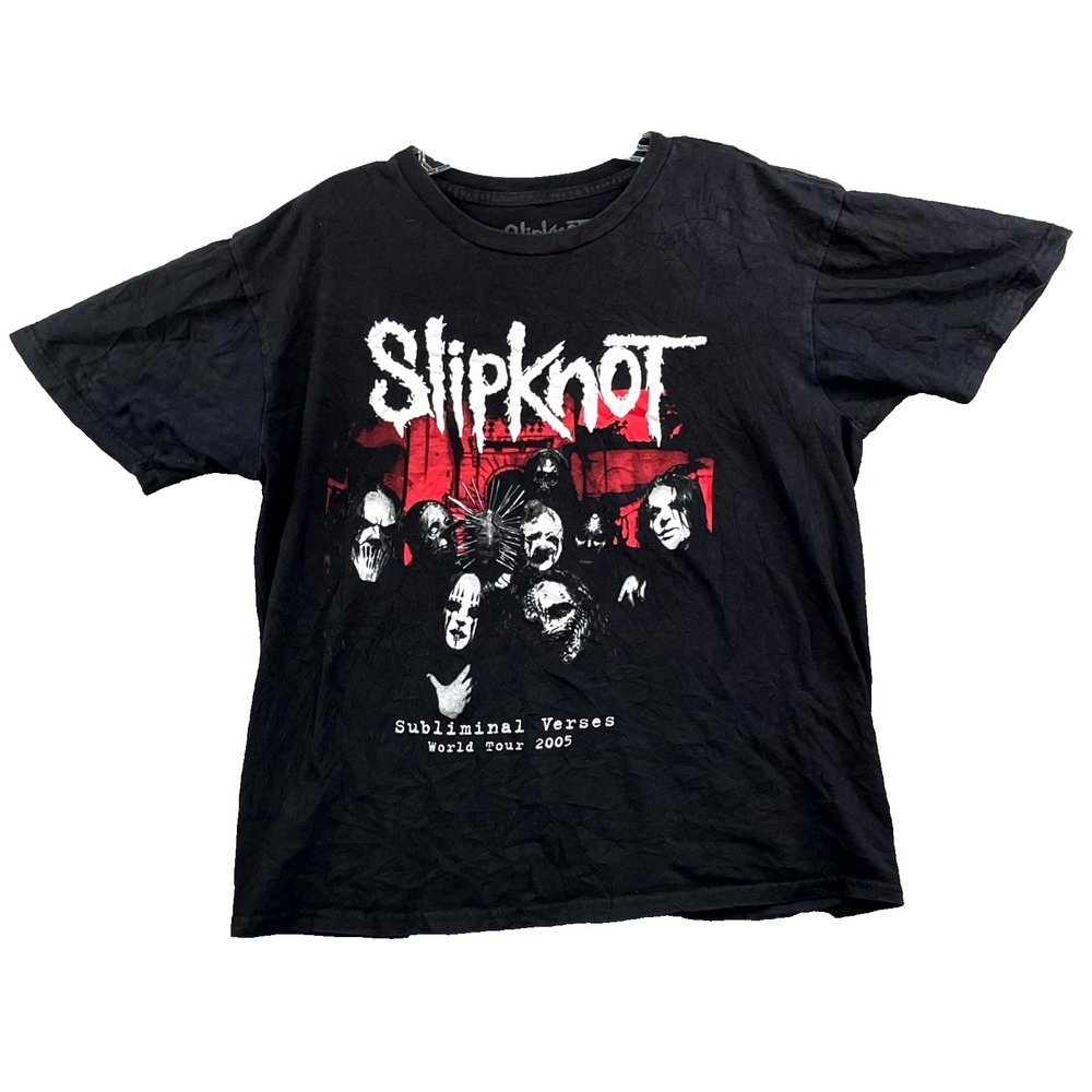 Slipknot T Shirt Mens Large Black Subliminal Verses World Concert Tour 2005
